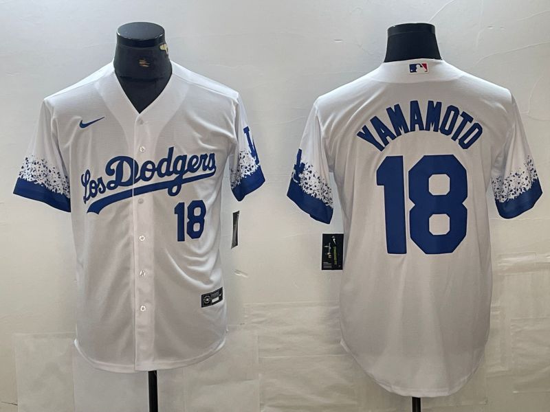 Men 2025 Los Angeles Dodgers #18 Yamamoto White City edition Nike MLB Jersey style 6236